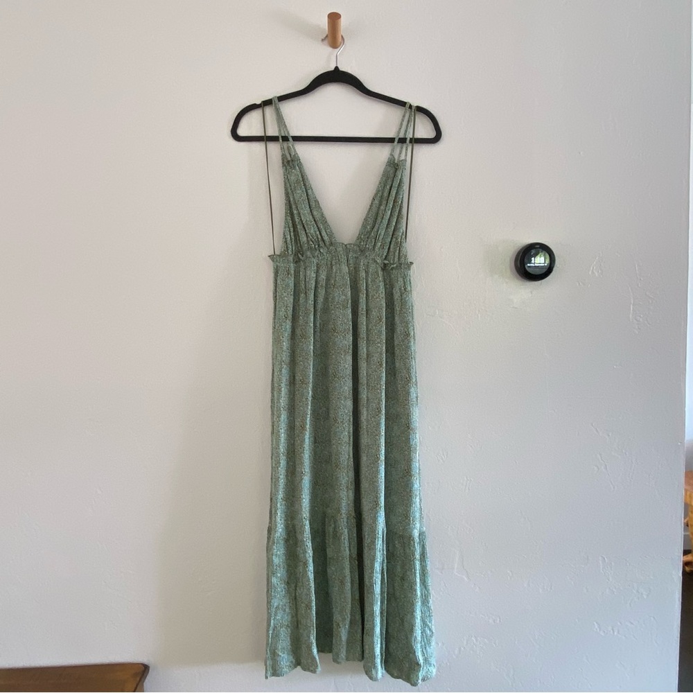 Floral Green Dress with Double Straps
